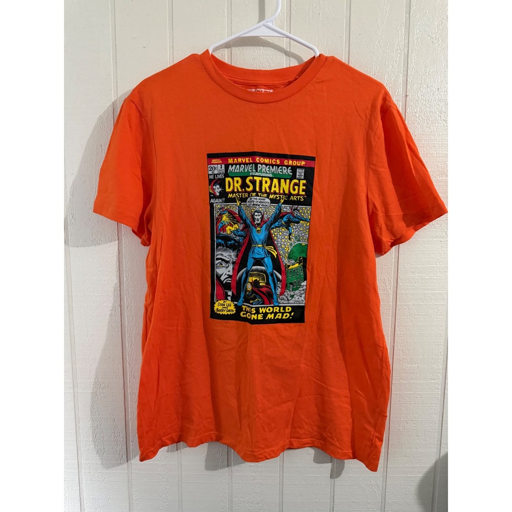 Marvel Dr Strange Comic Cover Graphic T-Shirt Orange Mens Large Marvel Premiere